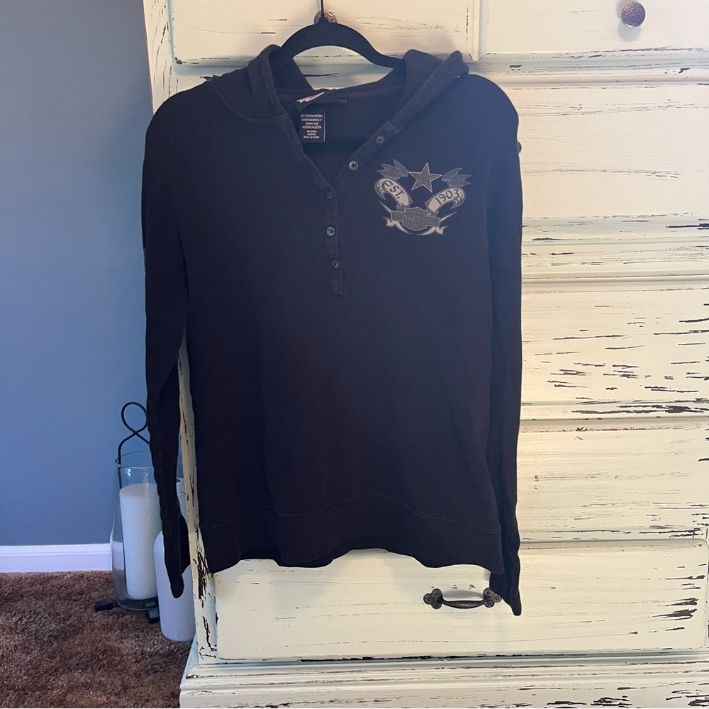 Harley-Davidson Black Button Down Shirt, women’s size XL.